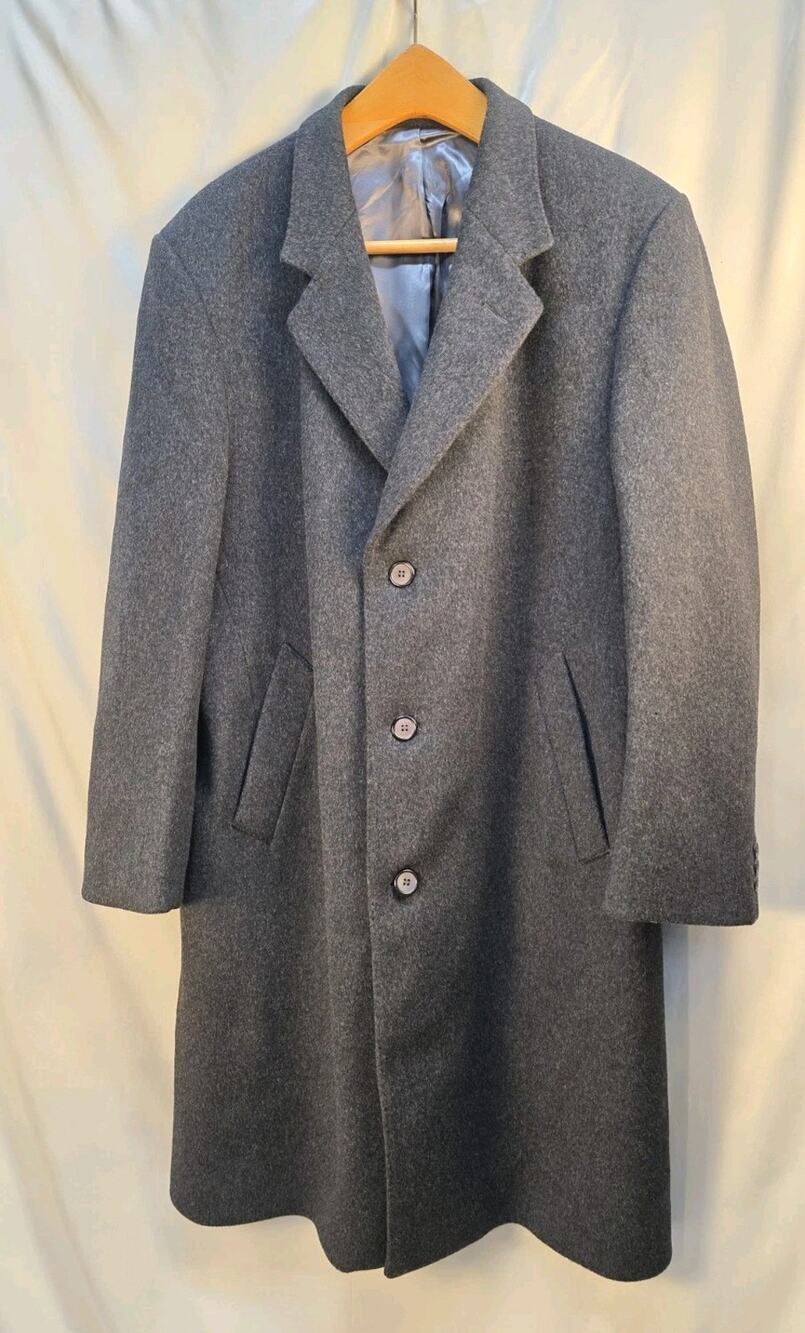 Vintage Moorbrook Kindler English 100% Pure New Wool Tweed Charcoal Coat England